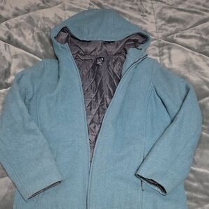 GAP Teal Hooded Jacket with Quilted Lining